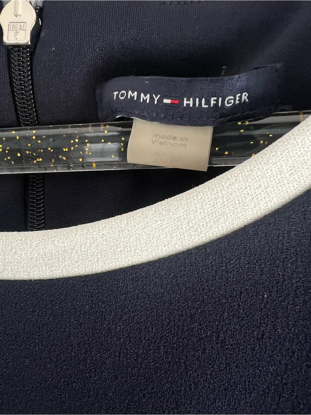 Tommy Hilfiger Navy Fit & Flare Dress Size 20 White Trim A-Line - Picture 4 of 5